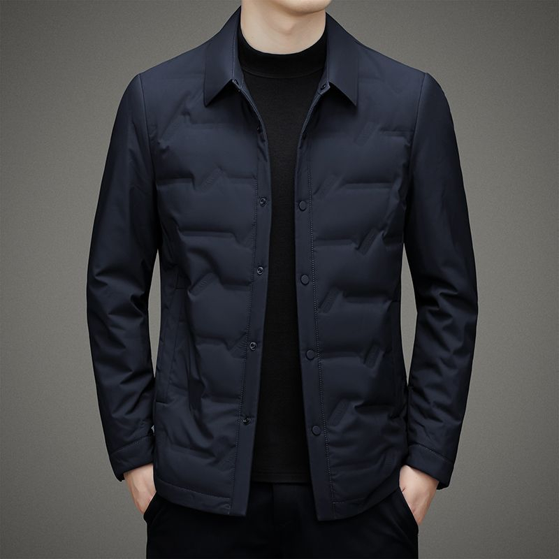 free shipping Lightweight down jacket for men in autumn and winter suitable for business and leisure with a white duck down warm shirt collar and oute