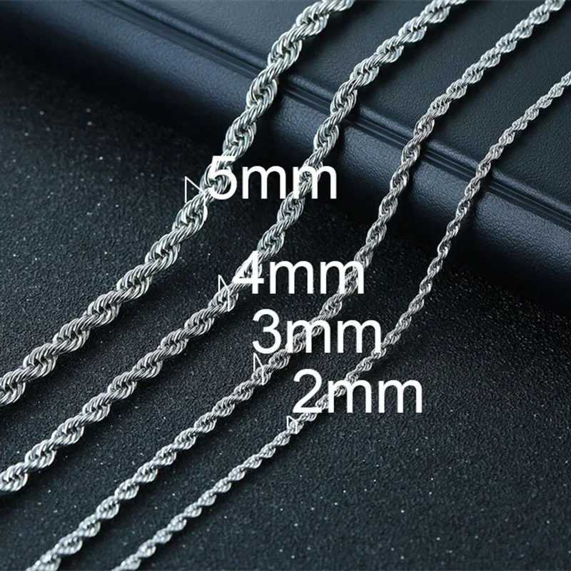 2/3/4/5/6 MM Rope Chain Necklaces For Men Women Twisted Singapore Links Choker Basic Casual Punk Rock Stainless Steel Jewelry XJ250708