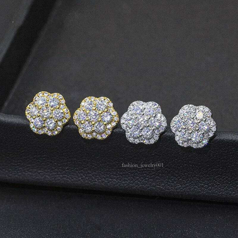 2025 Choucong Ins Top Sell Hip Hop Vintage Jewelry Genuine 100% S Sterling Sier Gold Round Cut White Moissanite Dia Party Women Flower Stud Earring Gi