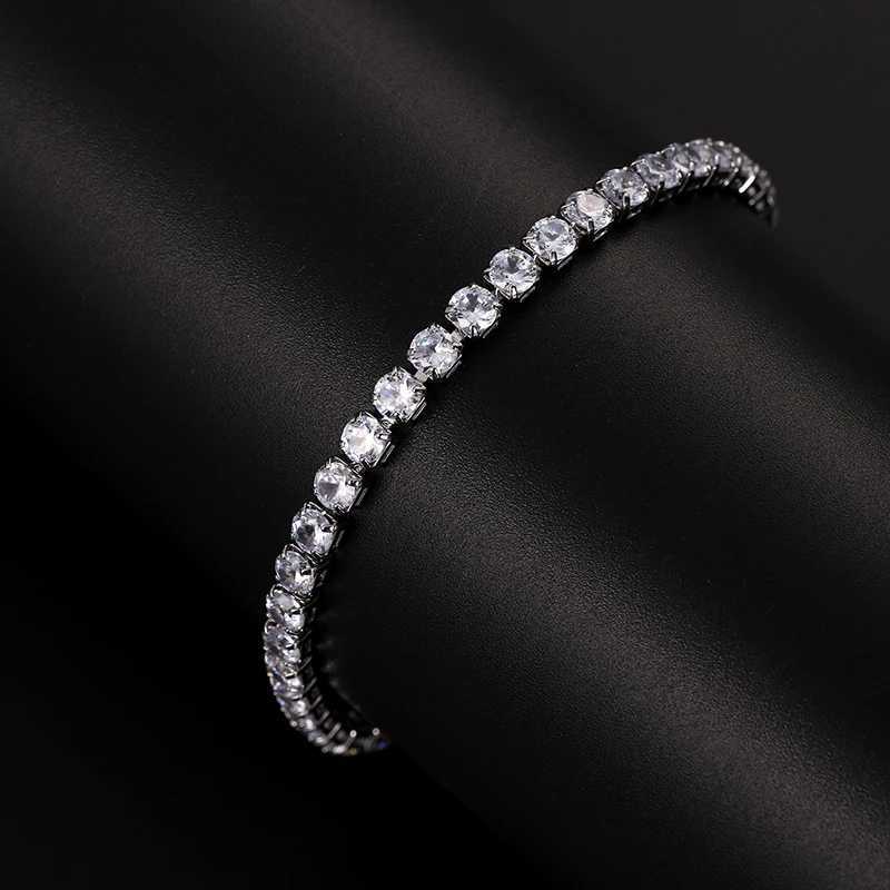 Luxury Hiphop Iced Out 4mm Cubic Zirconia Crystal Tennis Bracelets For Women Men Gold Color Silver Color Bracelet Chain Jewelry W250728