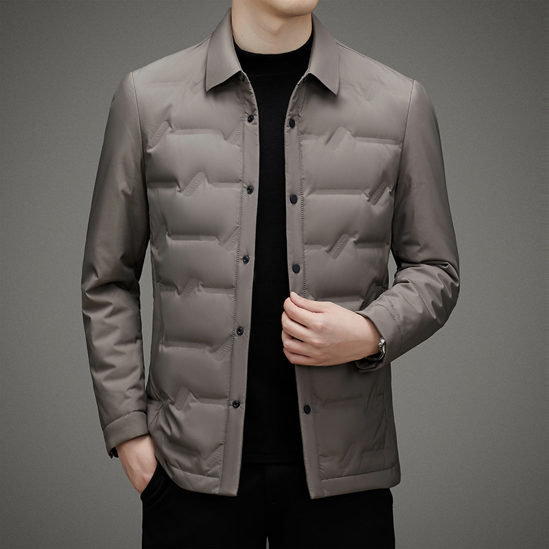 free shipping Lightweight down jacket for men in autumn and winter suitable for business and leisure with a white duck down warm shirt collar and oute
