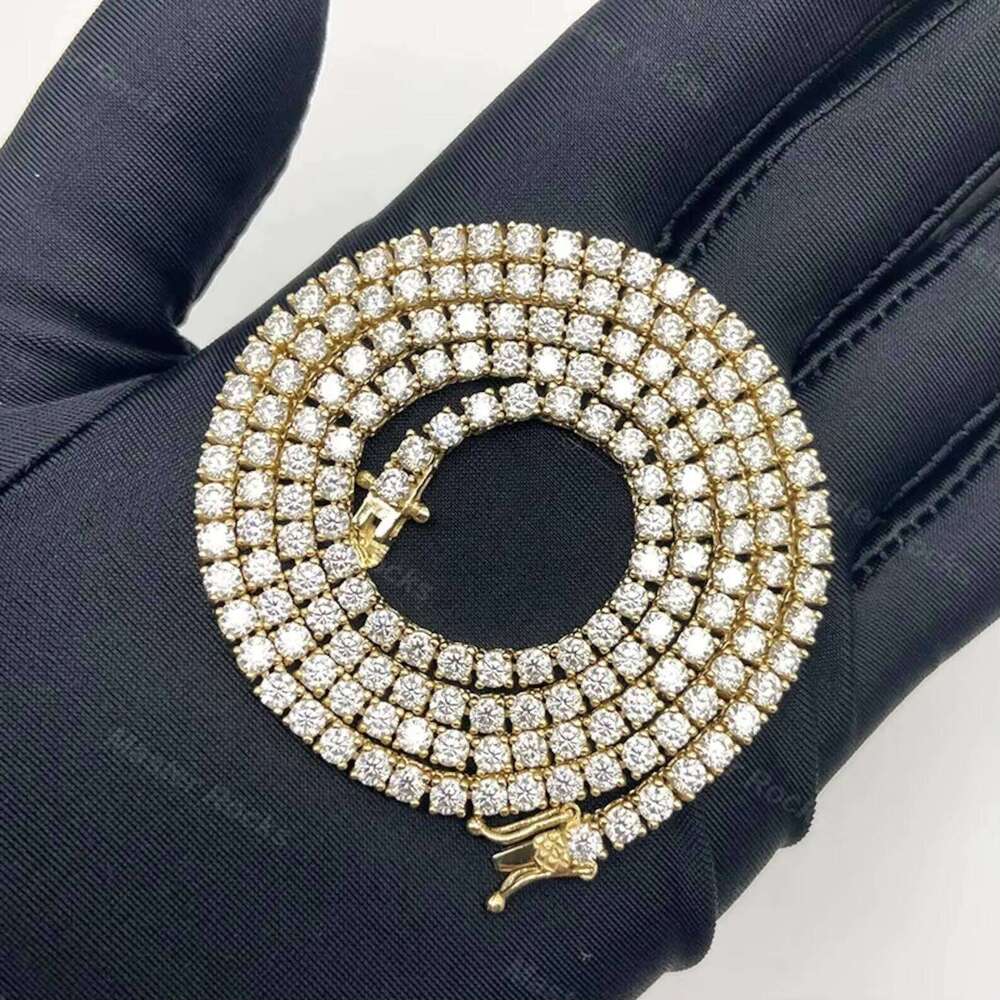 14k Jewelry Men and Women Vvs Silicon Stone 3mm Cluster Tennis Chain Necklace