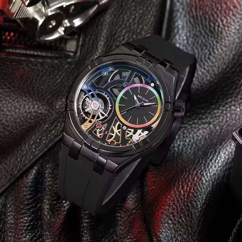 DHgargets MEGIR 8111 Dopamine Watch - 45mm Silicone Strap, Luminous, Waterproof 30M, Japanese Miyota Quartz, Fashion Unisex Watch