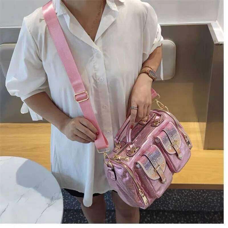 Korean fashion trend large capacity single shoulder crossbody sequin bag new sparkling handbag