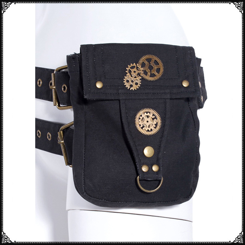 Steampunk Steam Motorcycle Medieval Canvas for Women Phone Waist Bag ddmymoon