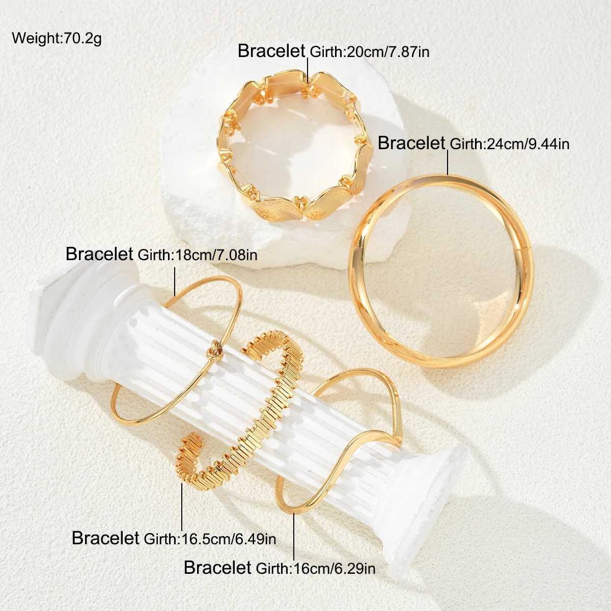 5Pcs/Set Punk Geometry Multilayer Bangles for Women Delicate Gold Color Metal Knot Cuff Bracelets Fashion Hip Hop Party Jewelry W250728