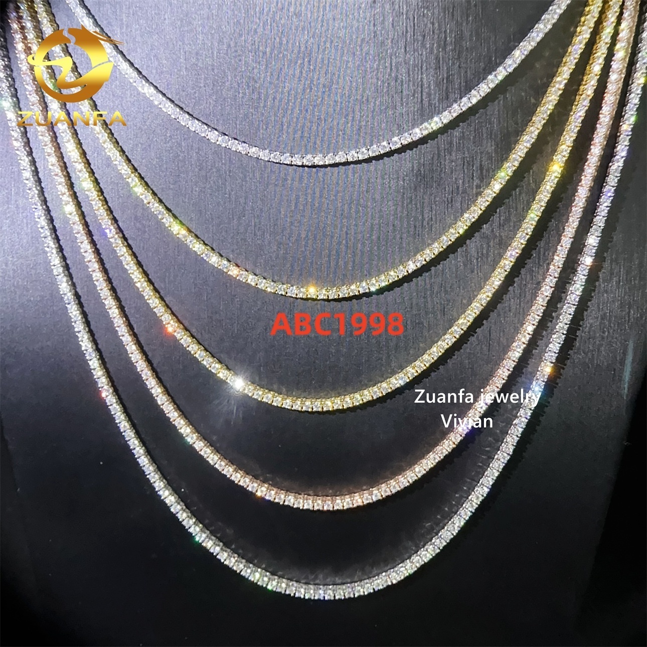 2mm VVS Moissanite 925 Sterling Silver Tennis Bracelet Necklace Moissanite Jewelry Passes Diamond Tester Elegant Tennis Chain