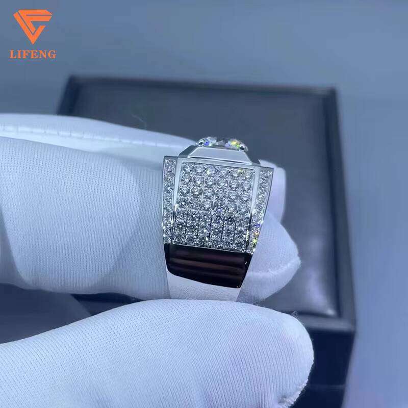 2024 Male Large VVS Moissanite Dia Sterling Sier Trend Fashion Simple Charm Jewelry Custom Ring