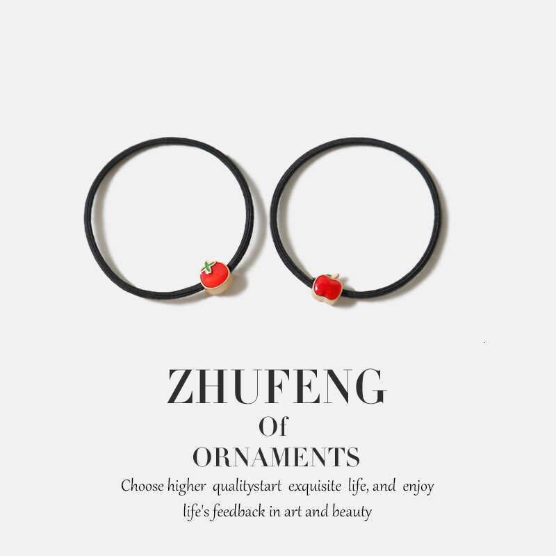 Cute Little Apple Tie Basic Girls Small Elastic Band Mori Girl Simple High Ponytail Versatile Hair Accessory