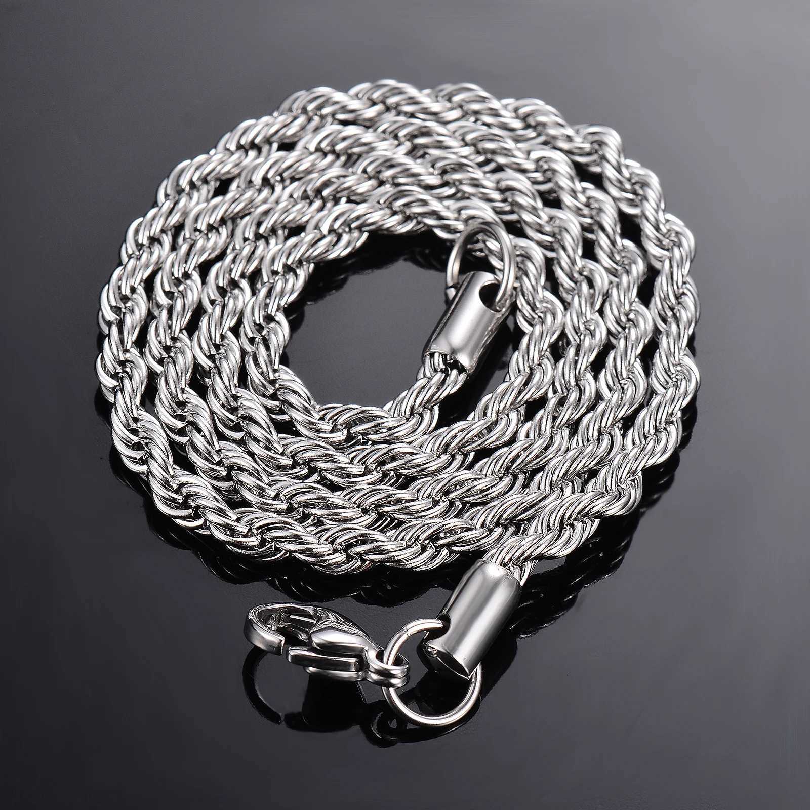 1 Piece Steel Color Width 2mm/2.5mm/3mm/4mm/5mm/6mm Rope Chain Necklace/Bracelet for Men Women Stainless Steel Chain Necklace XJ250708