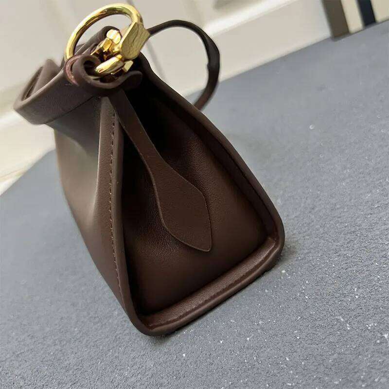 Curved Clip Genuine Leather Design French Fashion Hobo Ladies Purse Shoulder Crossbody Bag Retro Women 2025 New