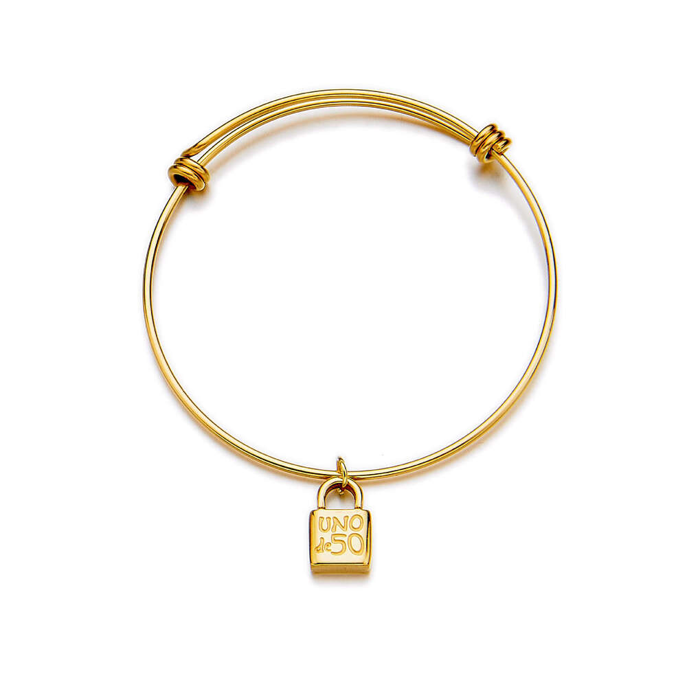 304 Stainless Steel Elastic UNO Spanish Niche Jewelry Engraved Lock Head Women's Simple Bracelet ddmypluto