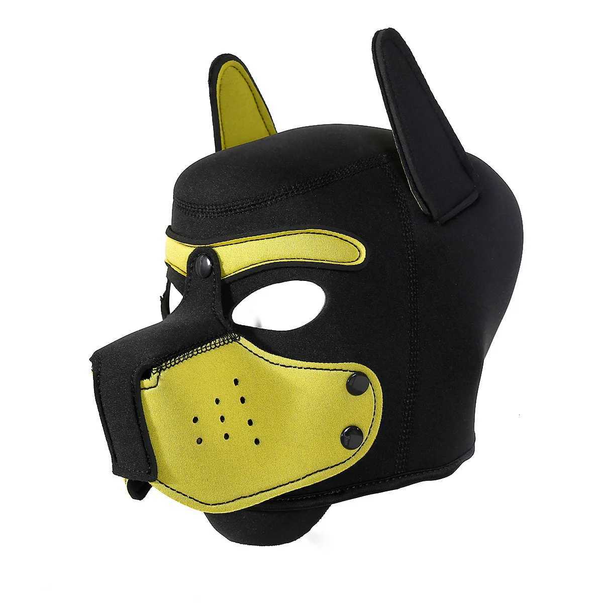 Men Women Latex Open Mouth Hole Dog Headgear Full Face Fetish Mask Hood for Halloween Puppy Play Party Unisex Sexy Costumes XJ250728
