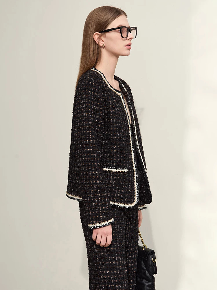 AMII Minimalist Tweed Coats Women Jacket Autumn Winter Elegant ONeck Coat Straight Casual Pants Sold Separately 12344182 250728