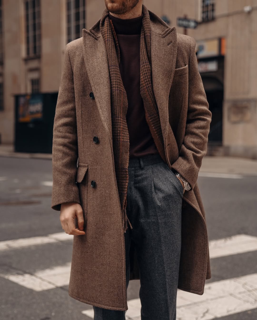 Woolen Blend Coat Men Over Jacket Overcoat Double Breasted Long Plus Size Warm Formal Business Tailored Costume Wear Customized