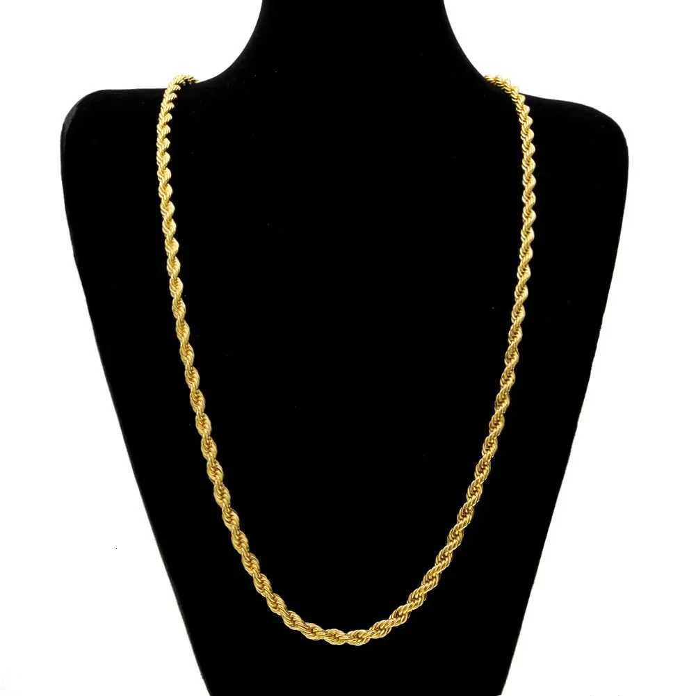18K Gold Necklace 3MM Twisted Rope Twist Electroplating Chain for Men Women Wedding Jewelry Gifts XJ250708