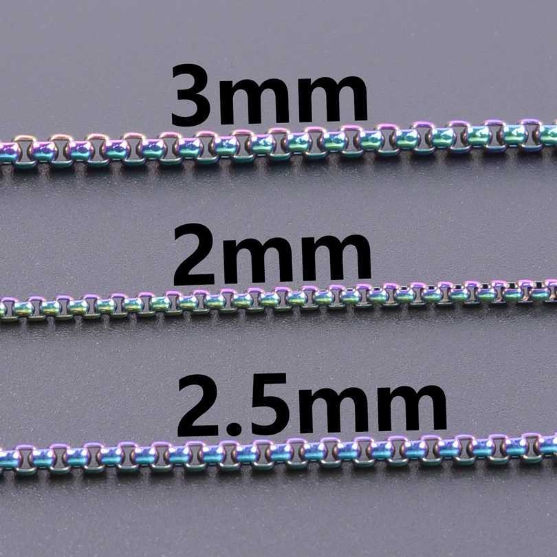 2mm/2.5mm/3mm Width Colored Vintage Stainless Steel Necklace Bracelets Chain DIY Jewelry Making Choker Necklaces For Women Men XJ250708