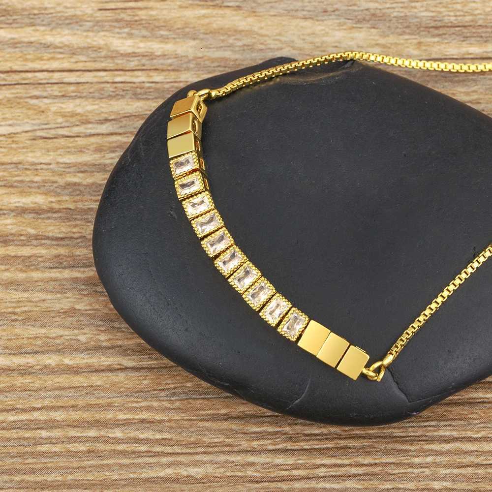 925 Sterling Silver Rhinestone Bracelet For Women New Design Shiny Luxury Rectangle Zircon Adjustable Chain Jewelry Birthday Gift W250728