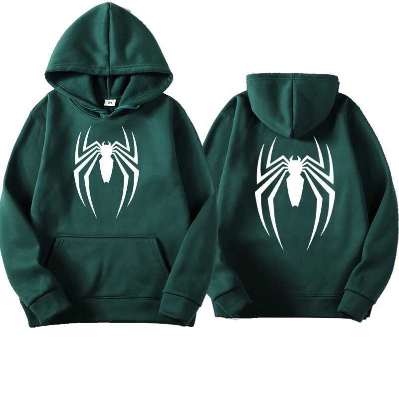2024 New Mens Street Hoodie Fashion Spider Print Sweatshirt Wool Womens Casual Fun Loose Hoodie Spider Man Mens Clothing W250408