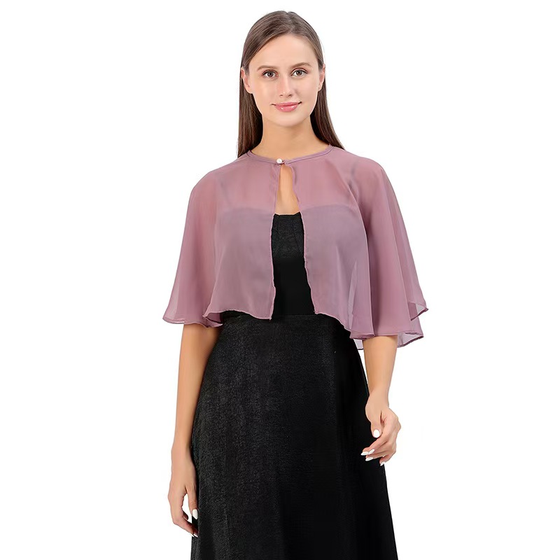 K1511 Cross-border good goods pure color chiffon shawl waistcoat bride team bridesmaid wedding dress dinner shawl female