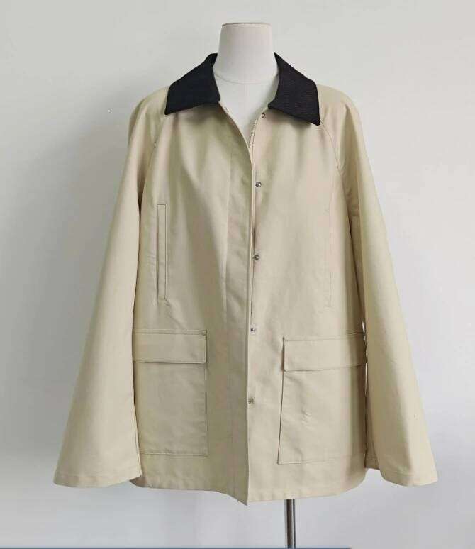 hoodie Women Spring and Summer New High-end Texture 100% Cotton Spliced Corduroy Neck Jacket jacket