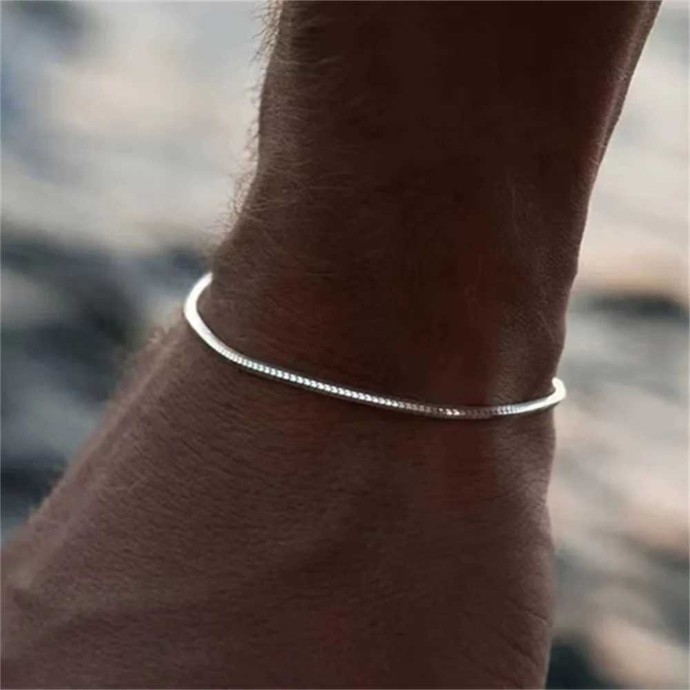 Simple Men Stainless Steel Square Snake Bone Chain Bracelet Hip-Hop Jewelry Trendy Party Accessories Bracelet For Women W250728