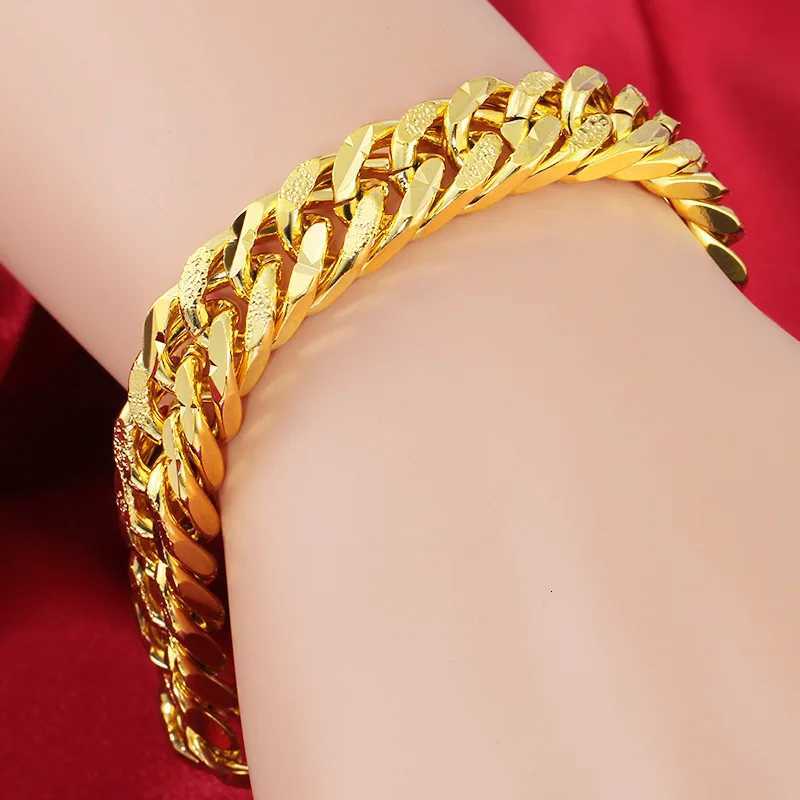 12mm 925 Silver Gold Plated Colorful Bracelet Mens and Womens Chain Bracelet Wristband African Gold Jewelry W250728