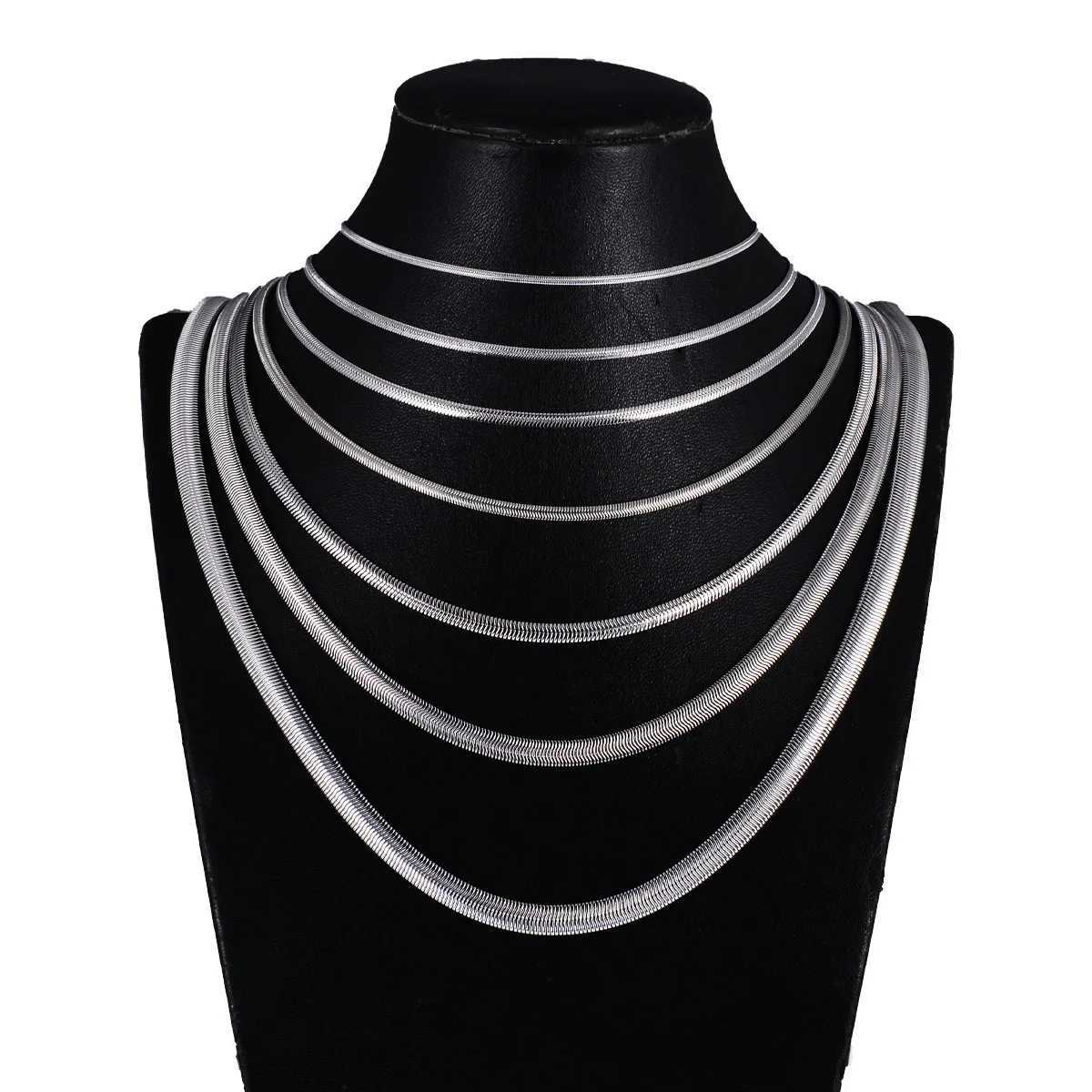 1.5-6mm Width Stainless Steel Flat Snake Chain Necklace Waterproof Snake Chain for Men and Women Gift Necklace Jewelry Dropship XJ250708