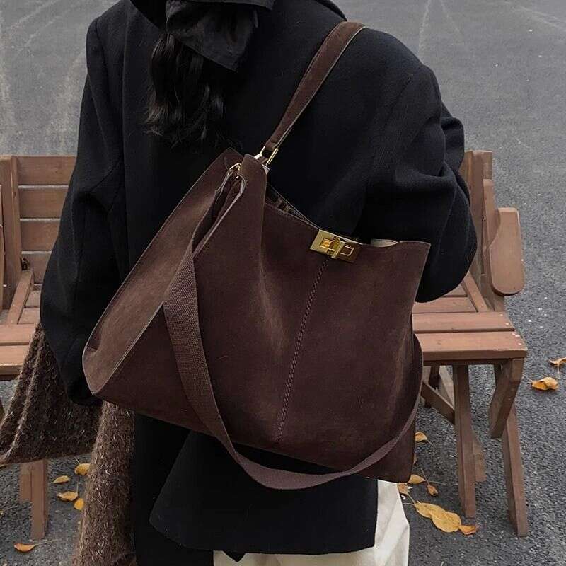 toteBag Shoulder bag ROSE NOIRE Maillard Suede For Women 2025 New High-Quality Texture Large Capacity Commuter Shoulder Bag Handbag
