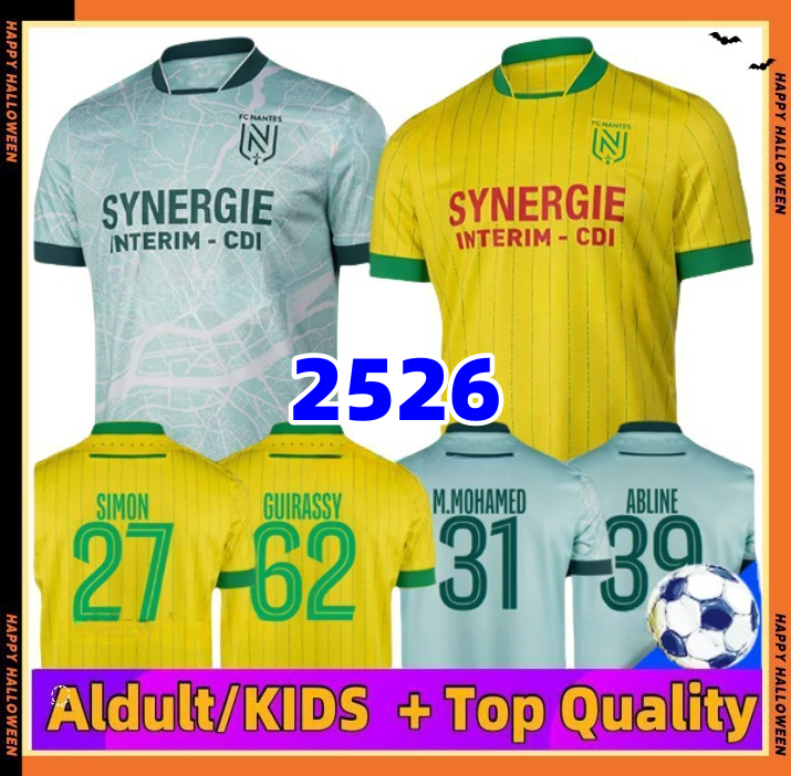 4XL 2025/26 FC Nantes soccer jerseys ABLINE SIMON M.MOHAMED THOMAS KADEWERE DOUGLAS AUGUSTO LEPENANT COQUELIN S.SOW men kids kit socks Maillots de 25 26 football shirts