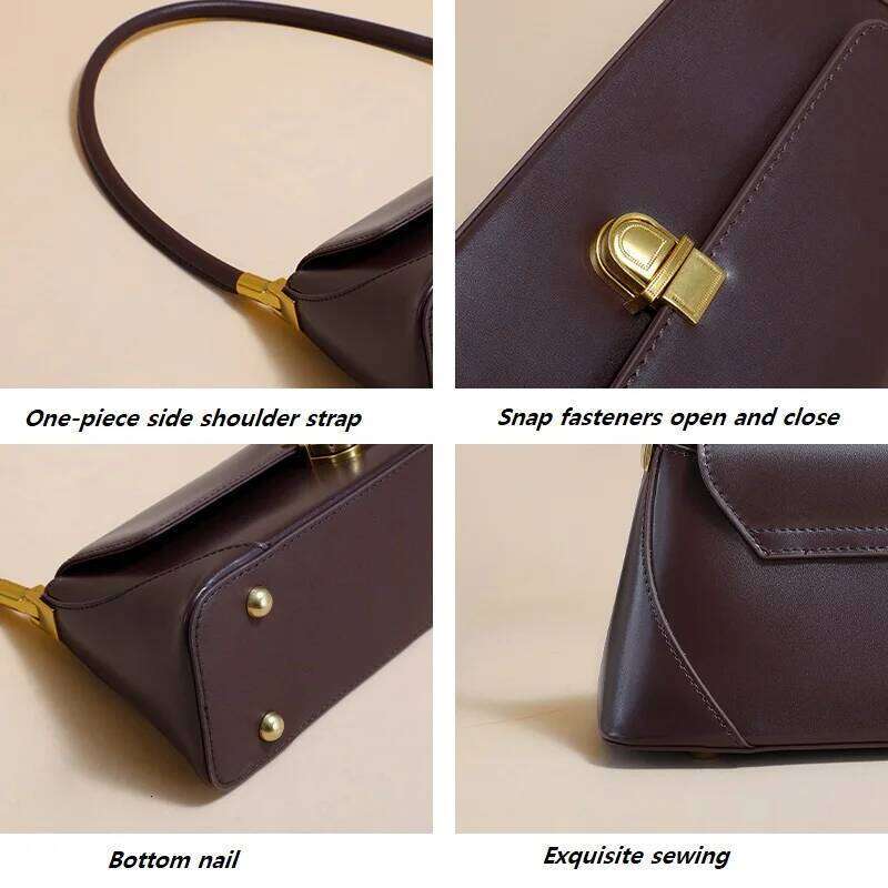 Genuine Shoulder fashion Handbag Leather phone bag for Women baguette Underarm Bag