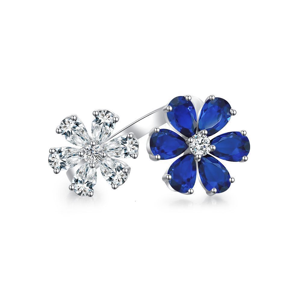 Jewelry S925 Sterling Silver Ring for Women Fashion White Zirconia Inlaid Flower Creative Trendy 250728