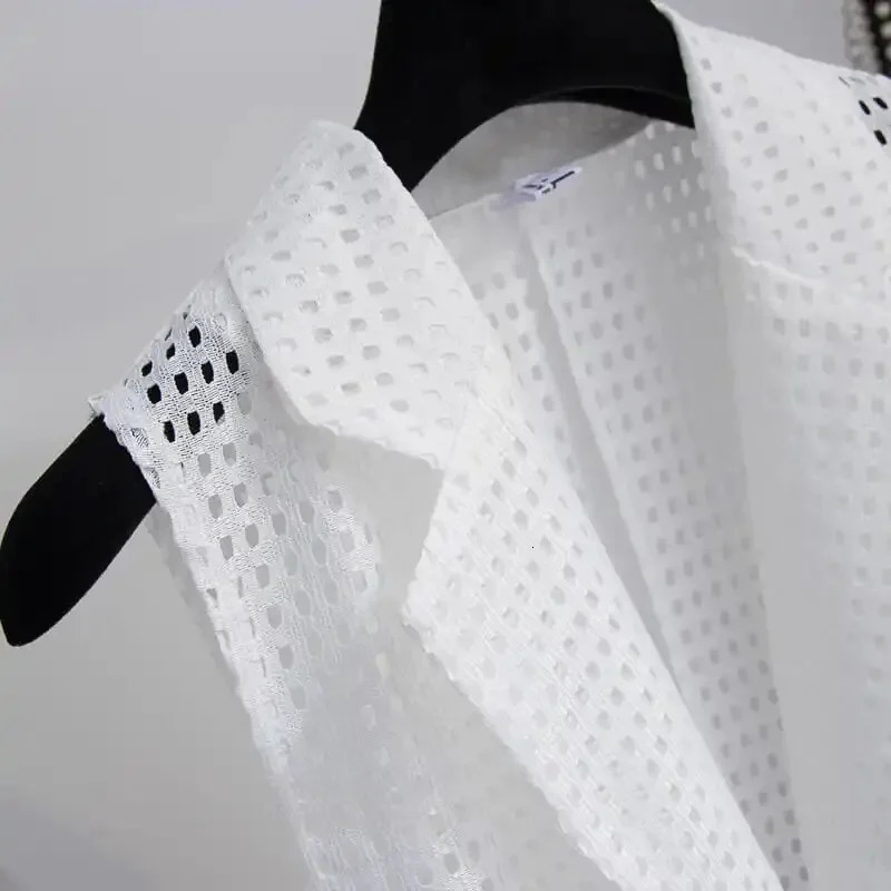 Summer VNeck Collar Black White Suit Blazer Vest Jacket Women Style Sleeveless OL Cardigan Tank Coat 250709