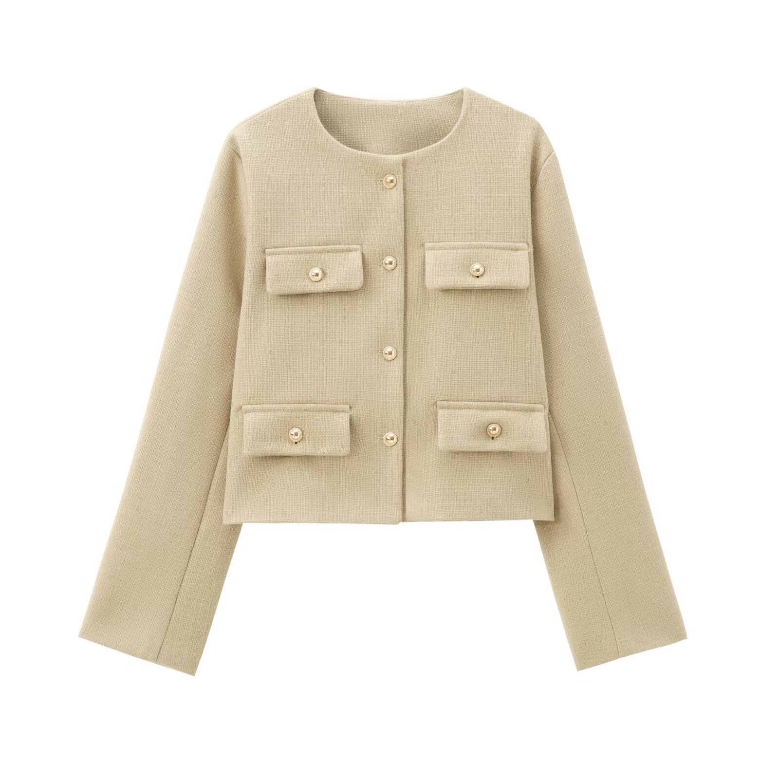 Free shipping autumn and winter new design women's fashion elegant button decoration short suit coat versatile simple coat hot sale
