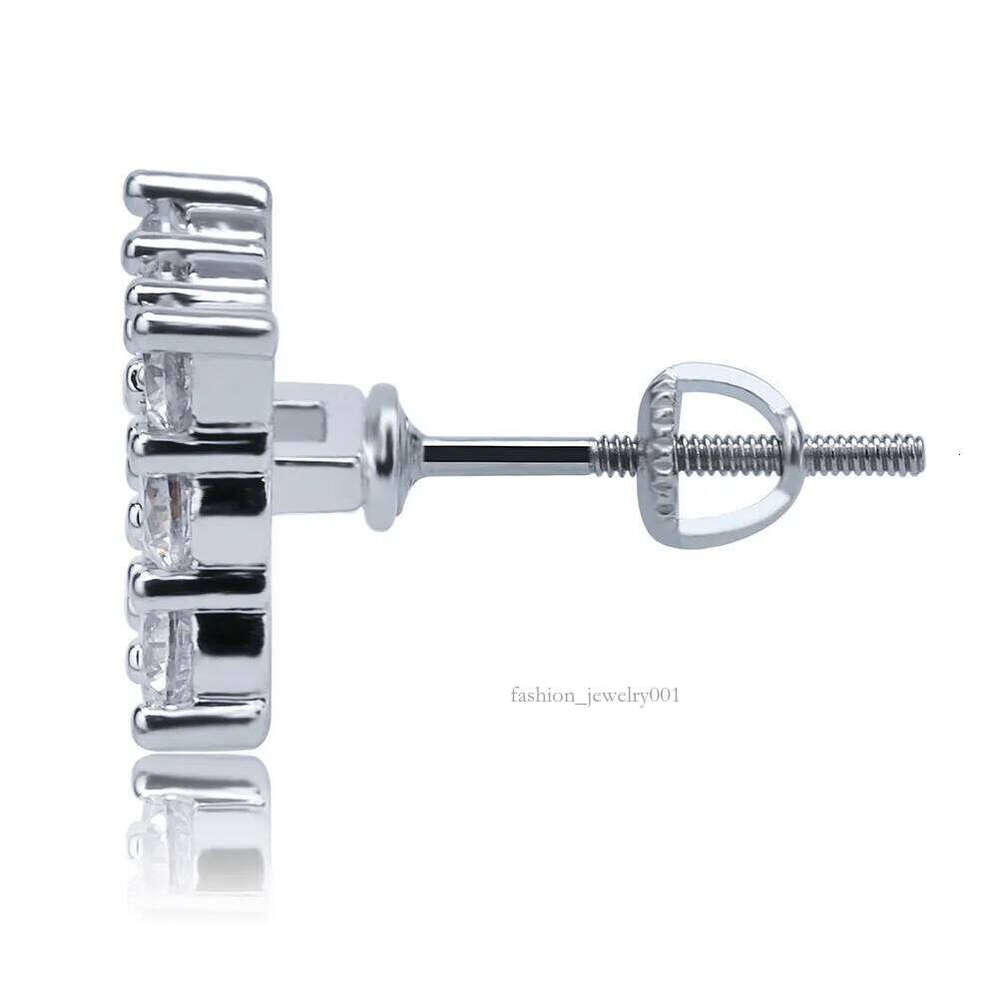 Gold Plated Hip Hop Cubic Zirconia Square Stud Earrings for Men Women Iced Out Dia Earring Studs Ear Piercing Punk Rock Rapper Jewelry Wholesale