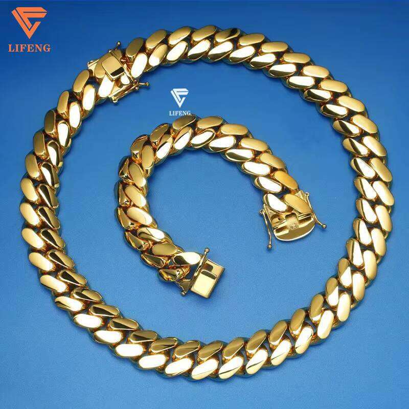 Hiphop Jewelry Chunky Link 14/15/20mm Gold Plated Sier Miami Cuban Chain Necklace for Men