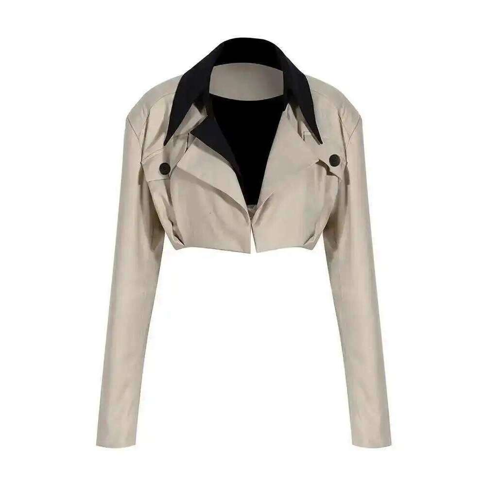 hoodie Khaki Two Ways Wear Irregular Jacket Loose Fit New Lapel Long Sleeve Women Coat Fashion Tide Spring Autumn jacket