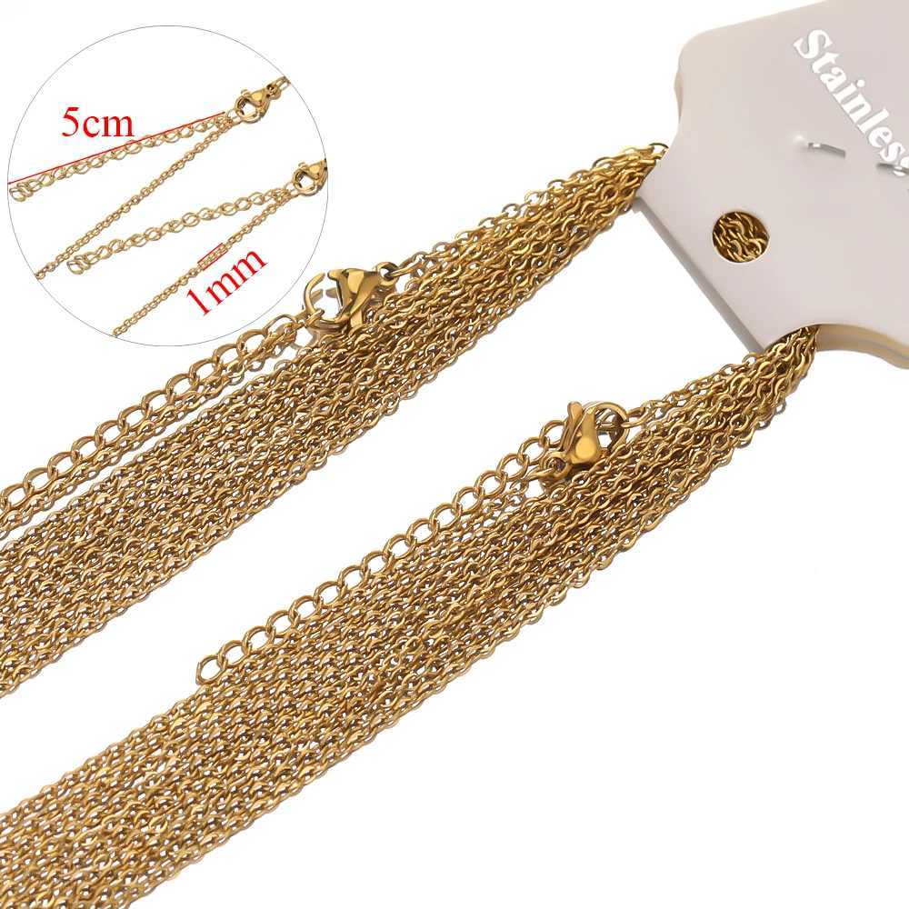 10pcs 45+5cm Gold Color Stainless Steel Link Chains in Bulk Necklaces Fashion Jewelry Adjustable Chains Wholesale Chokers DIY XJ250708
