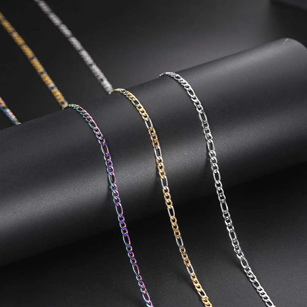 Mens Figaro Chain Necklace Stainless Steel Minimalist 3mm 60cm Gold Color Fashion New Hip Hop Jewelry Gift Collar for Men XJ250708