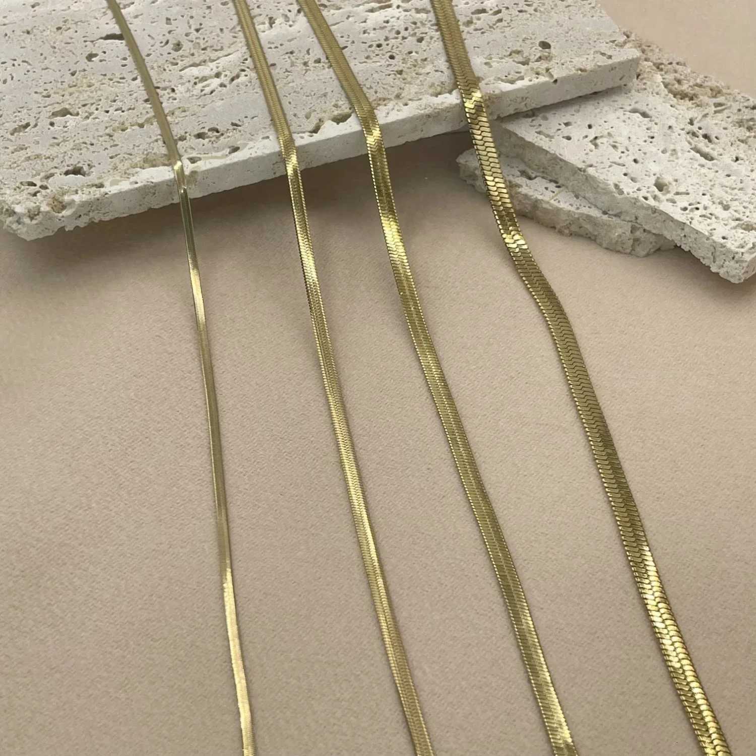 2mm 3mm 4mm 5mm Minimalist Snake Chain Necklace Choker Stainless Steel Herringbone Gold Color Jewelry For Women and Men XJ250708