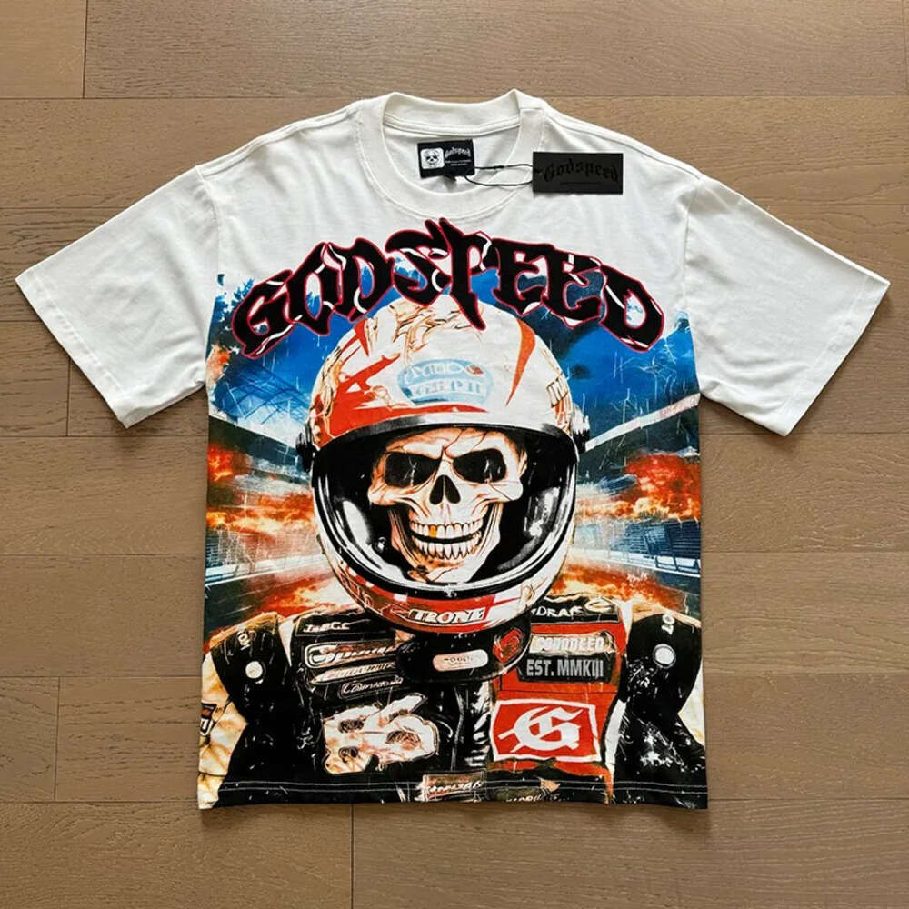 Godspeed T Shirt Summer Classic Graphic Tee Mens Vintage Printed Skull Short Sleeve Washed Make Old Cotton Round Neck Shirt Womens Leisure Y2k Goodspeed T-Shirt 9B0
