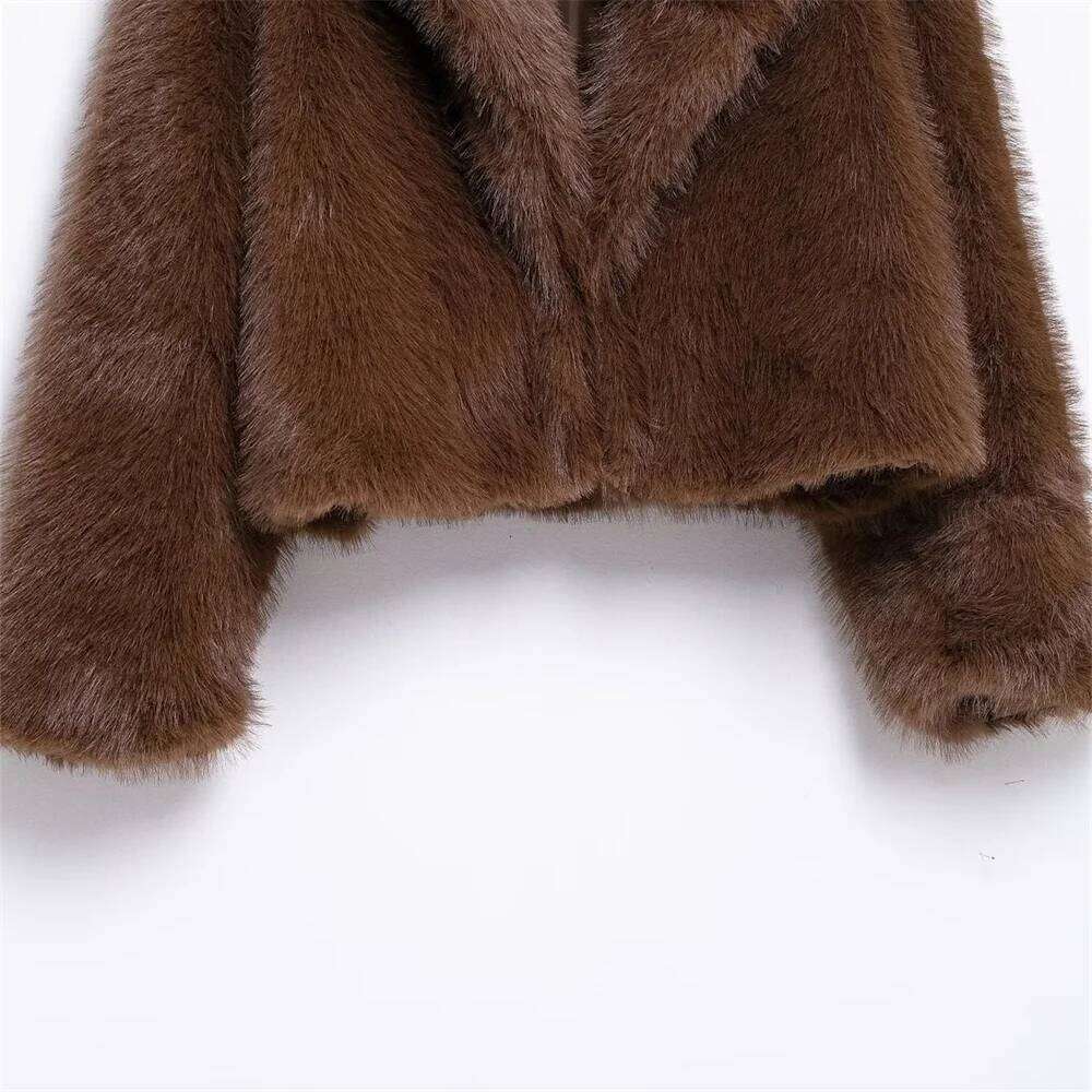 Solid Color Loose Fur Short Autumn And Winter New Item Lapel Long Sleeved Warm Coat For Women