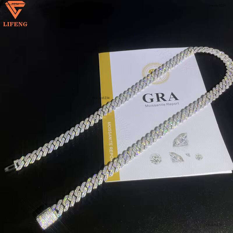 Hot Sale 10mm S Sier Cuban Link Chain VVS Moissanite Iced Necklace GRA Certificate Hip Hop Jewelry Featuring Dia Gold