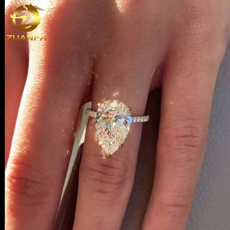 IGI Certified HPHT CVD Lab Grown Fancy Cut Dia 14K Real Gold Jewelry Engagement Wedding Ring for Women Man