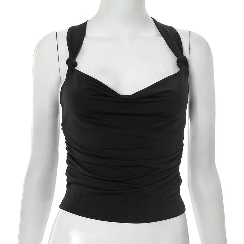 Qtp108 Women's Summer New Pleated Cross Cool Spicy Backless Short Tank Top B5