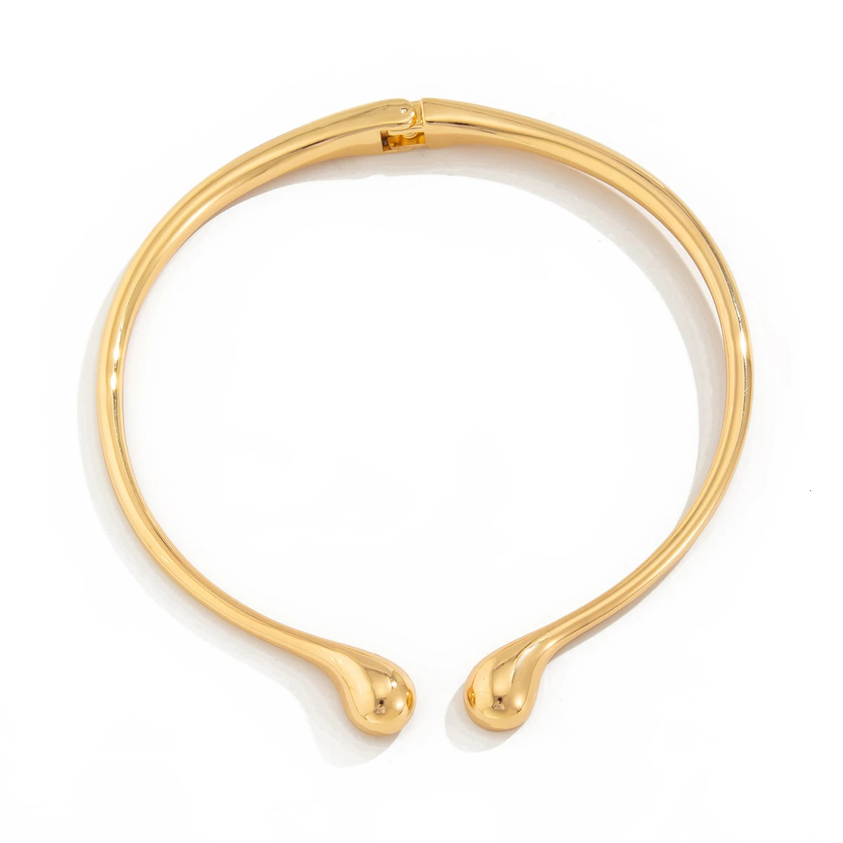 Salircon Minimalist Smooth Water Drop Open Torques Choker Necklace Womens Trending Street Party Collar Jewelry 250723