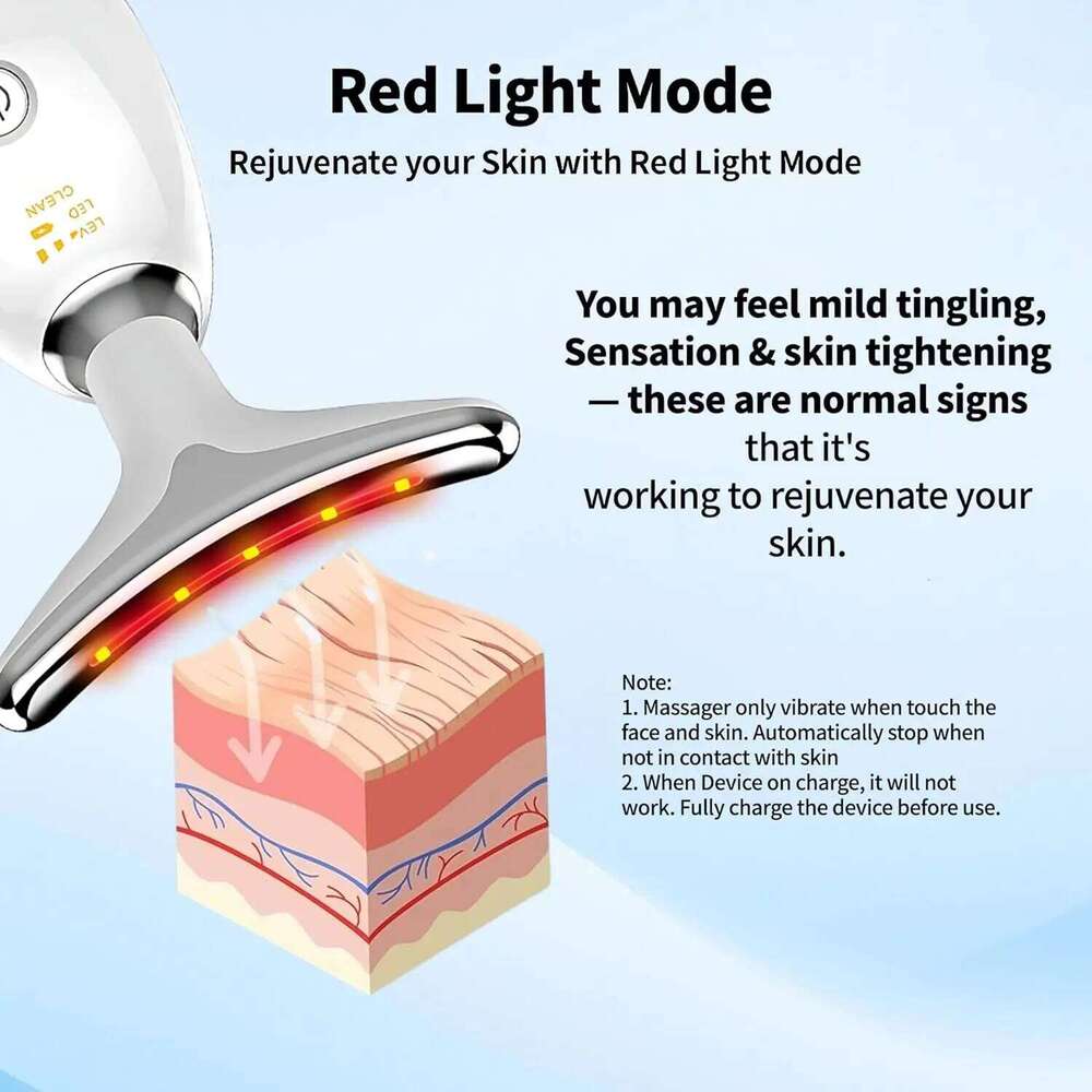 Neck Lifting Device Facial Massager Double Chin Remover Red Light Photon Vibration Beauty Instrument for Face Eye Wrinkle