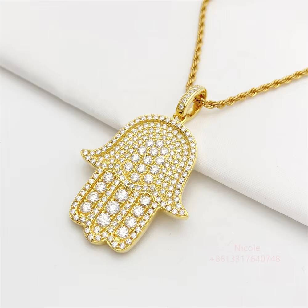 Hot Sale Fashion Bling Diamond Gemstone Fine Jewelry Pendants Charms Moissanite Hip Hop Gold Pendants