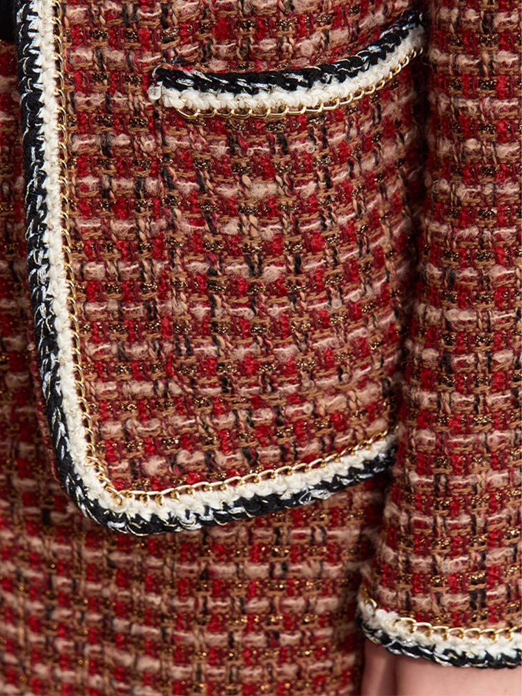 AMII Minimalist Tweed Coats Women Jacket Autumn Winter Elegant ONeck Coat Straight Casual Pants Sold Separately 12344182 250728