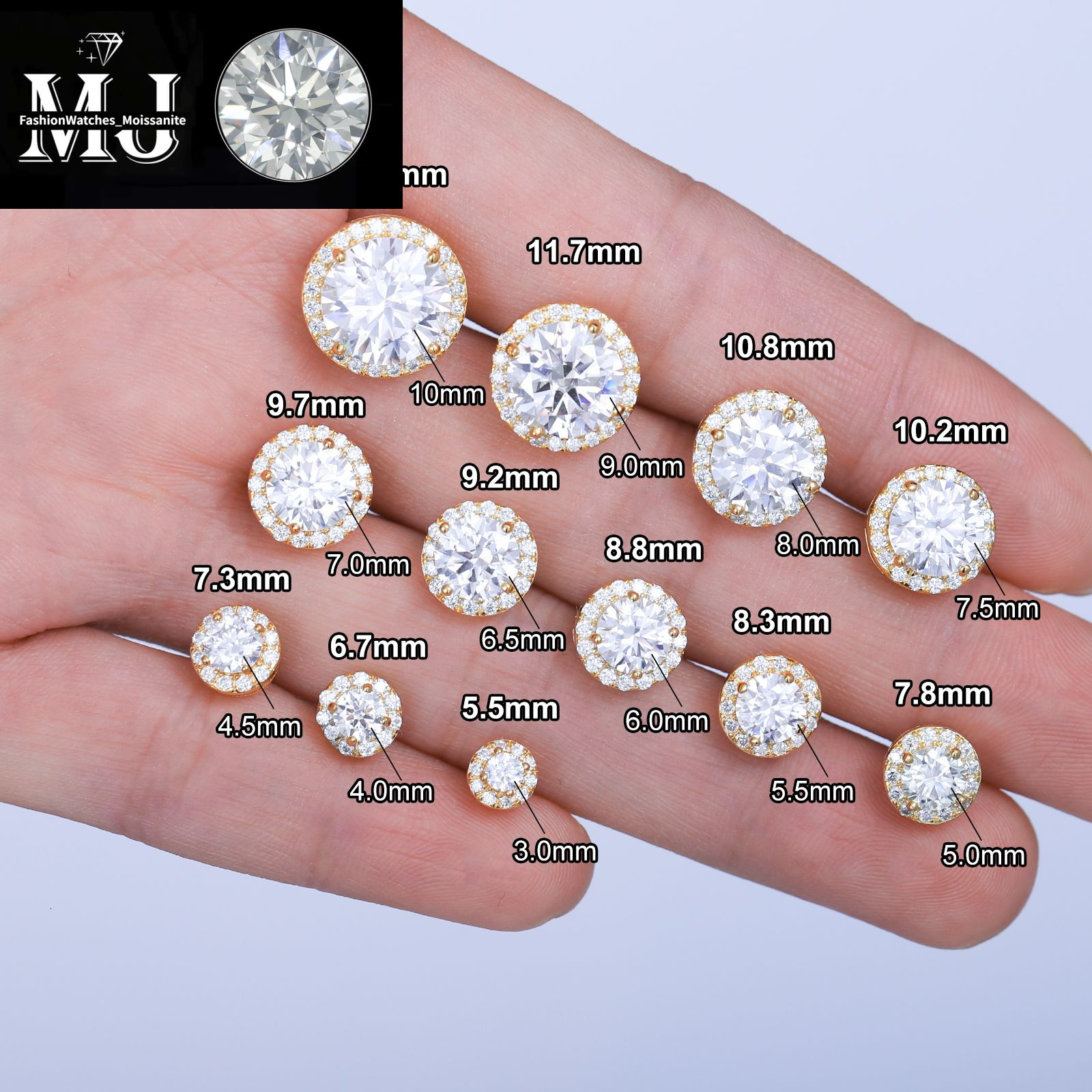 Fine Jewelry Screw Back Women Gold Plated Sterg Sier Iced Out VVS Moissanite Dia Halo Stud Earrings For Men